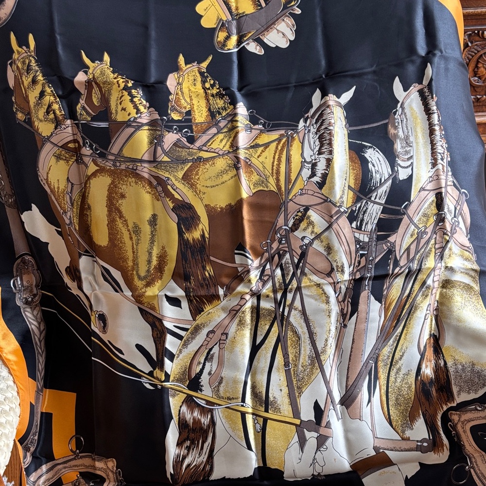 Equestrian Print Silk Scarf SUNKYUNG SA